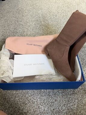 Stuart Weitzman Taupe Suede Over-the-Knee Boots